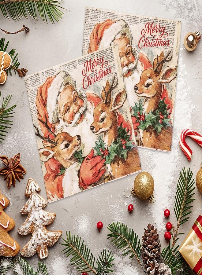 وولاين مجموعة مناديل ورقية عتيقة من والين، 80 قطعة، بتصميمات سانتا ورنة، مثالية للغداء، ولحفلات الشتاء، وللحلوى والعشاء، ولتزيين الطاولات في حفلات الأعياد. - Image 3